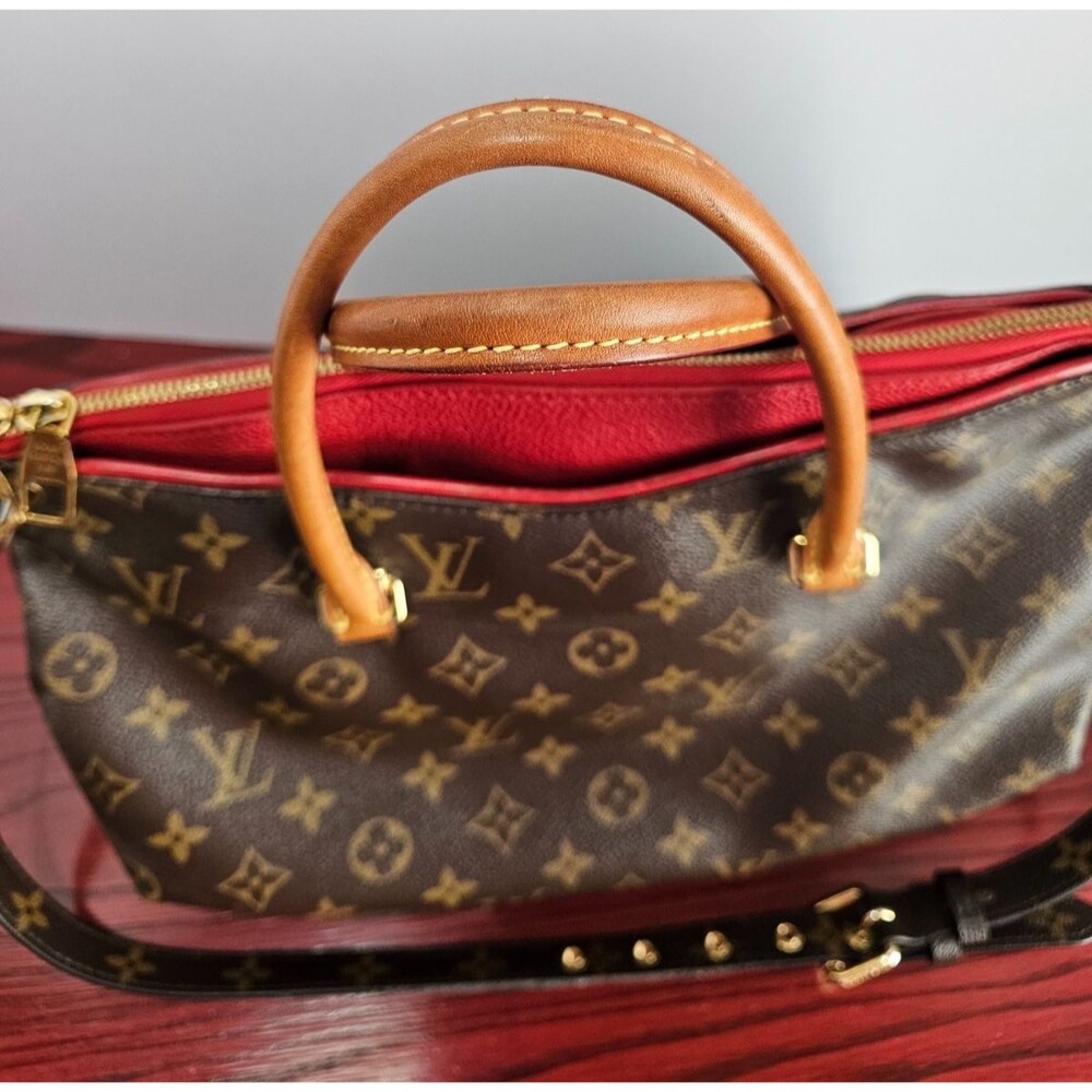 Louis Vuitton Pallas MM Monogram Red Interior Shoulder Bag Authentic - Picture 3 of 16